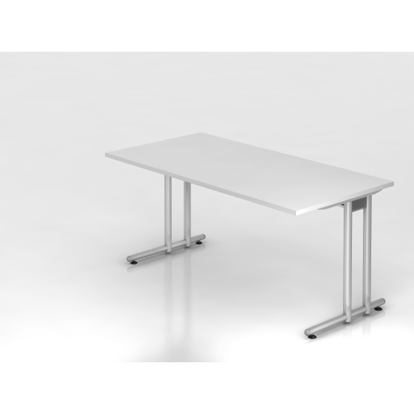 4032062032398 - HAMMERBACHER NS16 Schreibtisch weiß rechteckig C-Fuß-Gestell silber 1600 x 800 cm
