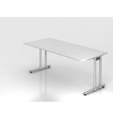Schreibtisch C-Fu&szlig; 180x80cm Wei&szlig;Silber