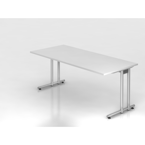 4032062032411 - Schreibtisch VNS 74cm (H) 180x80cm (BxT) Weiß   silber 4032062032411 Hammerbacher