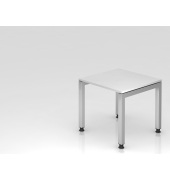 Schreibtisch VJS, manuell h&ouml;henverstellbar, 76cm (H), 80x80cm (BxT), wei&szlig; / silber