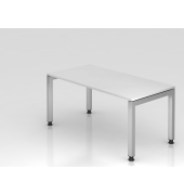 Schreibtisch VJS, manuell h&ouml;henverstellbar, 76cm (H), 160x80cm (BxT), wei&szlig; / silber