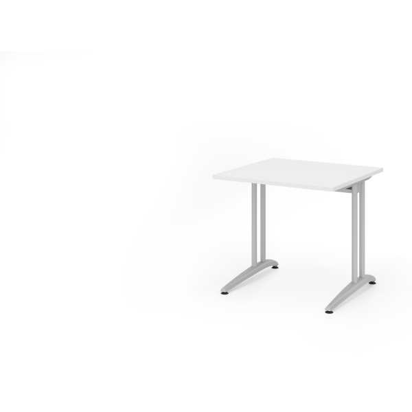 4032062118825 - HAMMERBACHER BS08 Schreibtisch weiß quadratisch C-Fuß-Gestell silber 800 x 800 cm