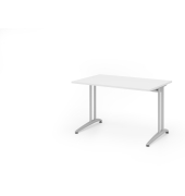 Schreibtisch VBS, 74cm (H), 120x80cm (BxT), wei&szlig; / silber