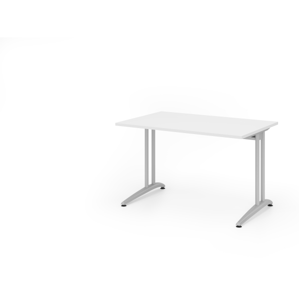 4032062118849 - HAMMERBACHER BS12 Schreibtisch weiß rechteckig C-Fuß-Gestell silber 1200 x 800 cm