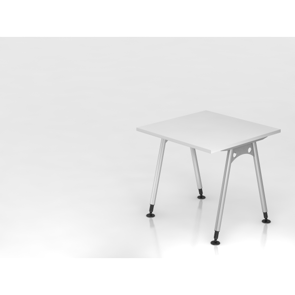 4032062119143 - Schreibtisch VAS manuell höhenverstellbar 76cm (H) 80x80cm (BxT) Weiß   silber 4032062119143 Hammerbacher