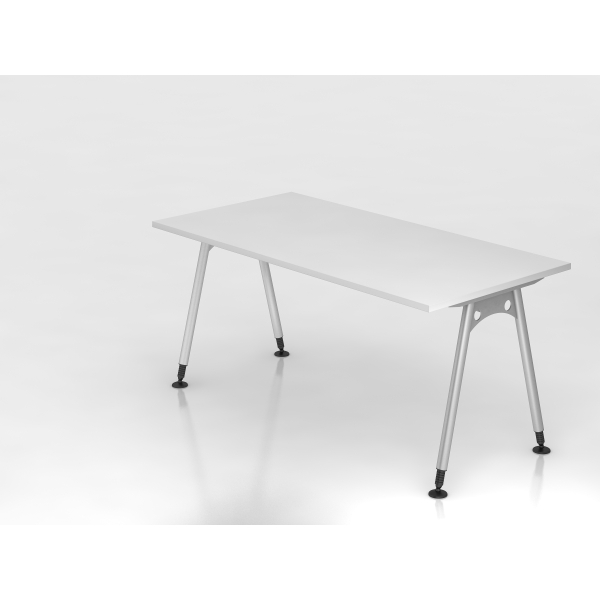 4032062119181 - Schreibtisch VAS manuell höhenverstellbar 76cm (H) 160x80cm (BxT) Weiß   silber 4032062119181 Hammerbacher