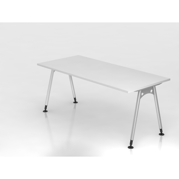 4032062119204 - Schreibtisch VAS manuell höhenverstellbar 76cm (H) 180x80cm (BxT) Weiß   silber 4032062119204 Hammerbacher