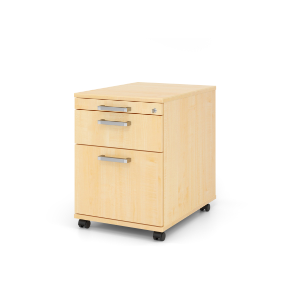 4032062120392 - Rollcontainer TARVIS 1 Utensilienauszug abschließbar 1 Schub 1 HR-Auszug B 428 x T 580 x H 590 mm Ahorn-Dekor