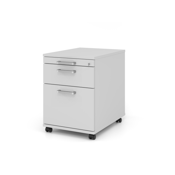 4032062120514 - Rollcontainer TARVIS 1 Utensilienauszug abschließbar 1 Schub 1 HR-Auszug B 428 x T 580 x H 590 mm lichtgrau