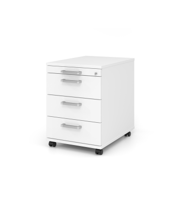 Rollcontainer 58cm, 3Sch&uuml;be,Schlo&szlig; CE Wei&szlig;