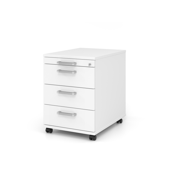 4032062121146 - Rollcontainer TARVIS 1 Utensilienauszug abschließbar 3 Schübe B 428 x T 580 x H 590 mm weiß