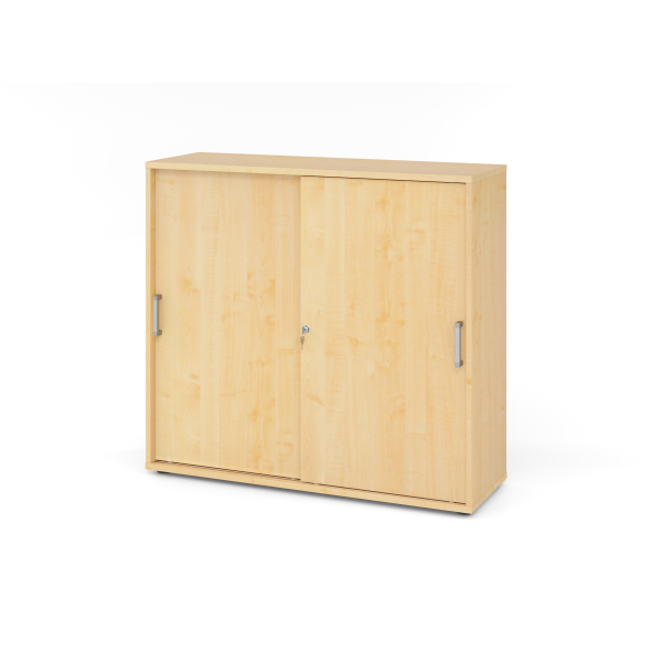 4032062122754 - Schiebetürenschrank TARVIS 3 Ordnerhöhen B 1200 x T 400 x H 1100 mm abschließ- & stapelbar Ahorn-Dekor