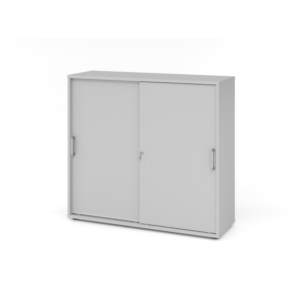 4032062122761 - Schiebetürenschrank TARVIS 3 Ordnerhöhen B 1200 x T 400 x H 1100 mm abschließ- & stapelbar lichtgrau
