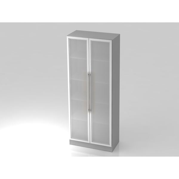 4032062127438 - PRO SIGNA G 7100G RE - Grau Silber 5 OH Schrank mit Milchglastüren Relinggriff Kunststoff