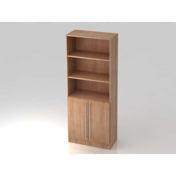 4032062128329 - Regalschrank 2 Fachböden offen 1 Fachboden hinter Türen Nussbaum kaiserkraft