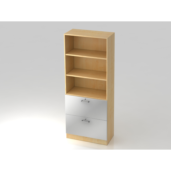 4032062128480 - PRO SIGNA G 7300 CE - Ahorn Silber 5 OH Schrank mit Hängeregistratur (abschließbar) Chromgriff Metall