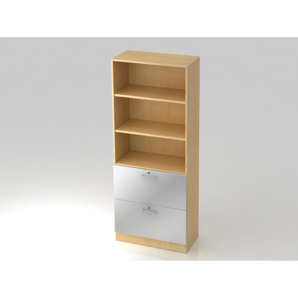 4032062128510 - PRO SIGNA G 7300 RE - Ahorn Silber 5 OH Schrank mit Hängeregistratur (abschließbar) Relinggriff Kunststoff