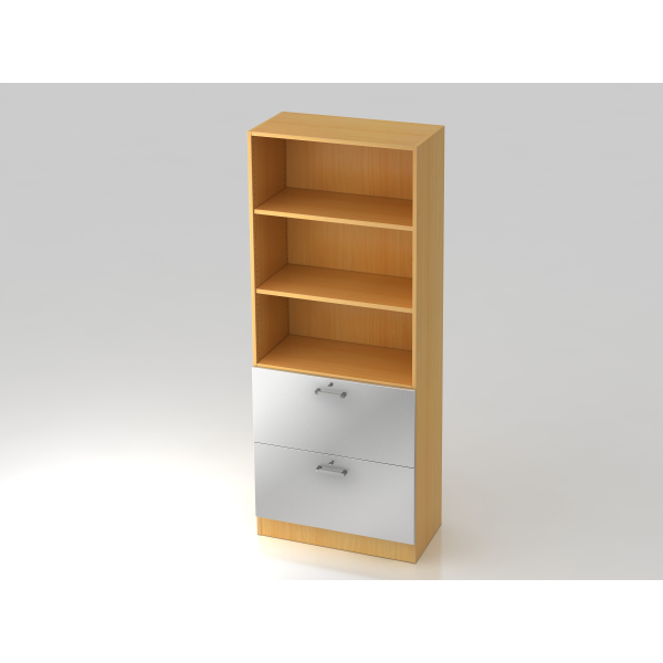 4032062128787 - PRO SIGNA G 7300 CE - Buche Silber 5 OH Schrank mit Hängeregistratur (abschließbar) Chromgriff Metall