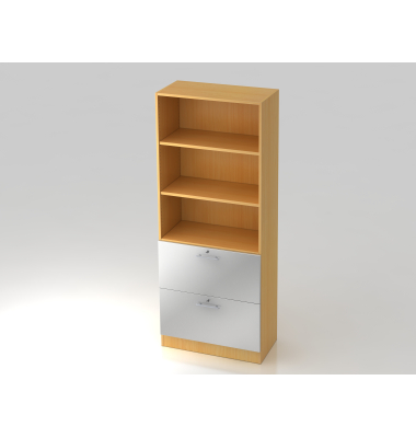 Regal 5OH, 2HR,Sockelblende RE BucheSilber