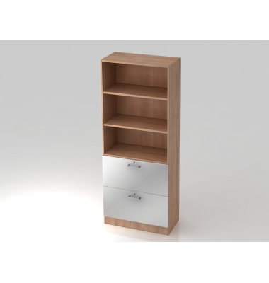 Regal 5OH, 2HR,Sockelblende CE Nussb.Silber