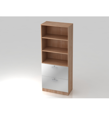 Regal 5OH, 2HR,Sockelblende RE Nussb.Silber