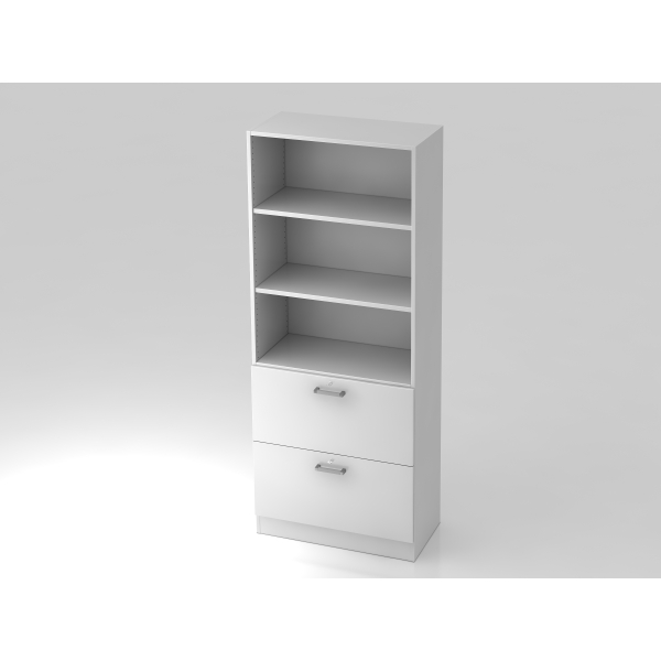 4032062128961 - Regalschrank TARVIS 5 OH 2 HR-Auszüge 60 kg Tragkraft abschließbar 2 Fachböden B 800 x T 420 x H 2004 mm weiß