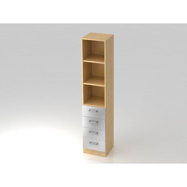 4032062129142 - PRO SIGNA G 7600 CE - Ahorn Silber 5 OH Schrank mit 4 Schüben Chromgriff Metall