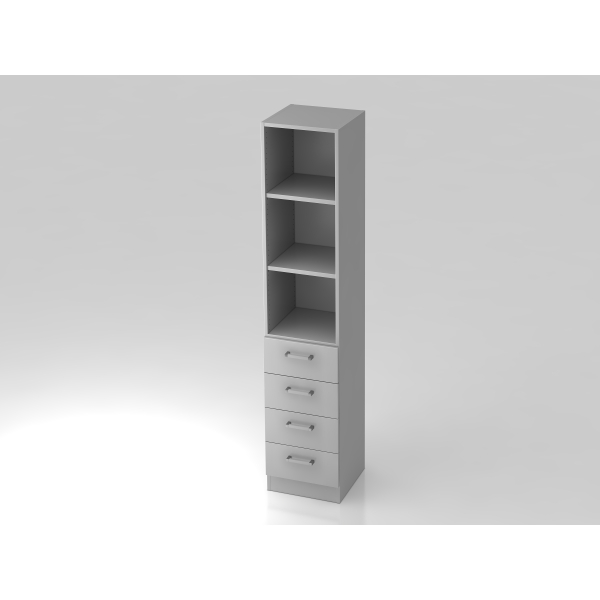 4032062129265 - Regal TARVIS 5 Ordnerhöhen 2 Böden 4 Schubladen B 405 x T 420 x H 2004 mm lichtgrau