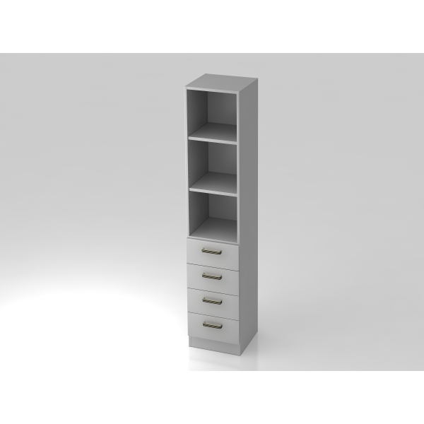 4032062129302 - Hammerbacher Future Melaminharzbeschichtete Spanplatte Regalschrank 2 Fachböden 400 x 420 x 2004 mm Grau