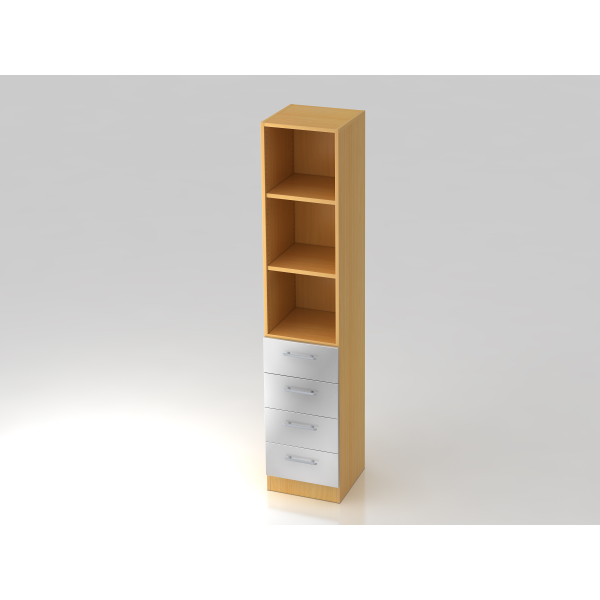 4032062129418 - PRO SIGNA G 7600 RE - Buche Silber 5 OH Schrank mit 4 Schüben Relinggriff Kunststoff