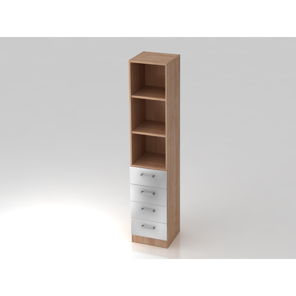 4032062129500 - PRO SIGNA G 7600 CE - Nussbaum Silber 5 OH Schrank mit 4 Schüben Chromgriff Metall