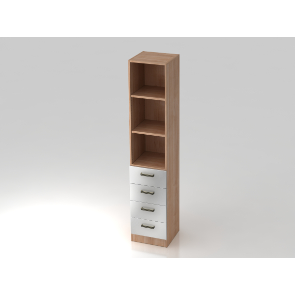 4032062129548 - PRO SIGNA G 7600 SG - Nussbaum Silber 5 OH Schrank mit 4 Schüben Streifengriff Kunststoff