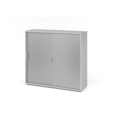 Schiebet&uuml;renschrank V1752/V1753 V1753S/5/S/RE, abschlie&szlig;bar, 3 OH, grau/silber, 120x110x40cm (BxHxT)
