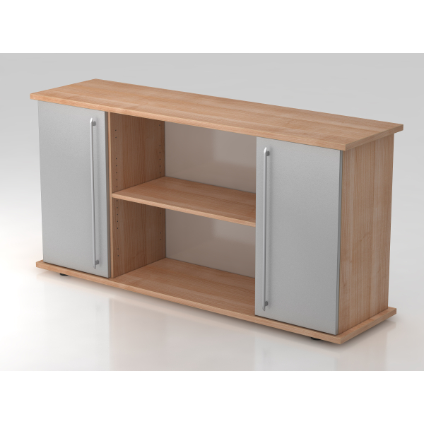 4032062132579 - PRO KAPA SB Sideboard mit Türen - Nussbaum Silber Sideboard Relinggriff Kunststoff