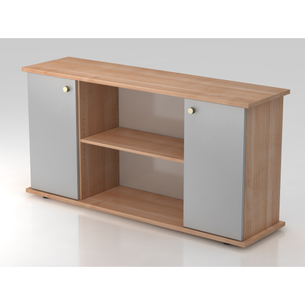 4032062132586 - Sideboard Prokura VSB2T N S SG nussbaum silber 3 Fachböden 1661 x 448 x 840 cm