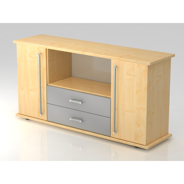 4032062132609 - PRO KAPA SB Sideboard mit Türen + Schüben - Ahorn Sideboard Chromgriff Metall