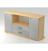 Sideboard 2 T&uuml;ren, 2 Sch&uuml;be SG AhornSilber