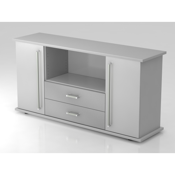 4032062132791 - PRO KAPA SB Sideboard mit Türen + Schüben - Grau Sideboard Chromgriff Metall