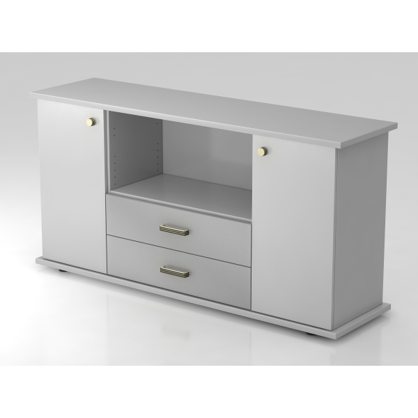 4032062132838 - PRO KAPA SB Sideboard mit Türen + Schüben - Grau Sideboard Streifengriff Kunststoff