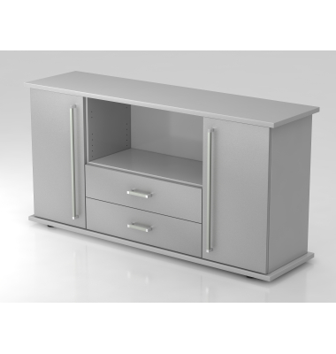 Sideboard 2 T&uuml;ren, 2 Sch&uuml;be CE GrauSilber