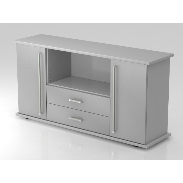 4032062132913 - PRO KAPA SB Sideboard mit Türen + Schüben - Grau Silber Sideboard Chromgriff Metall
