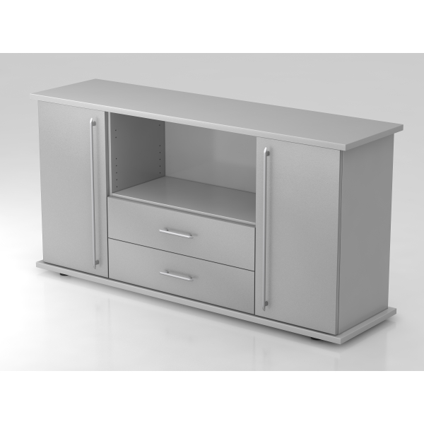 4032062132944 - PRO KAPA SB Sideboard mit Türen + Schüben - Grau Silber Sideboard Relinggriff Kunststoff