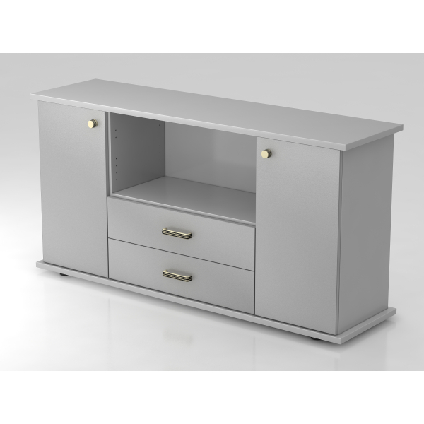 4032062132951 - PRO KAPA SB Sideboard mit Türen + Schüben - Grau Silber Sideboard Streifengriff Kunststoff