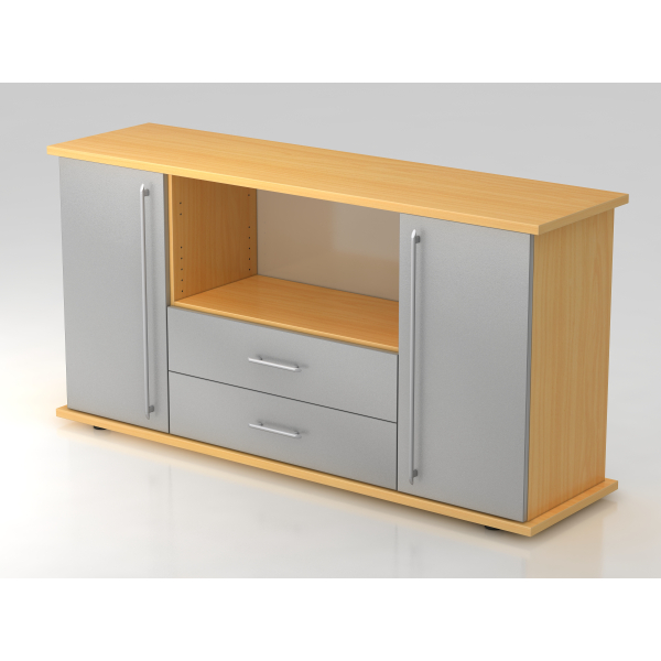 4032062133125 - PRO KAPA SB Sideboard mit Türen + Schüben - Buche Silber Sideboard Relinggriff Kunststoff