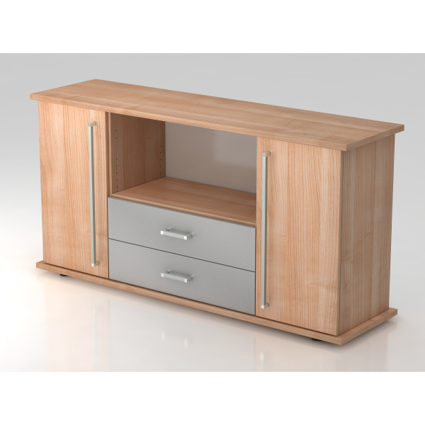 4032062133156 - PRO KAPA SB Sideboard mit Türen + Schüben - Nussbaum Sideboard Chromgriff Metall