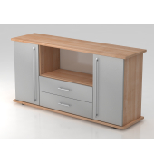 Sideboard 2 T&uuml;ren, 2 Sch&uuml;be RE Nussb.Silber