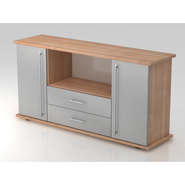 4032062133248 - PRO KAPA SB Sideboard mit Türen + Schüben - Nussbaum Silber Sideboard Relinggriff Kunststoff