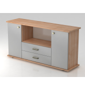 Sideboard 2 T&uuml;ren, 2 Sch&uuml;be SG Nussb.Silber