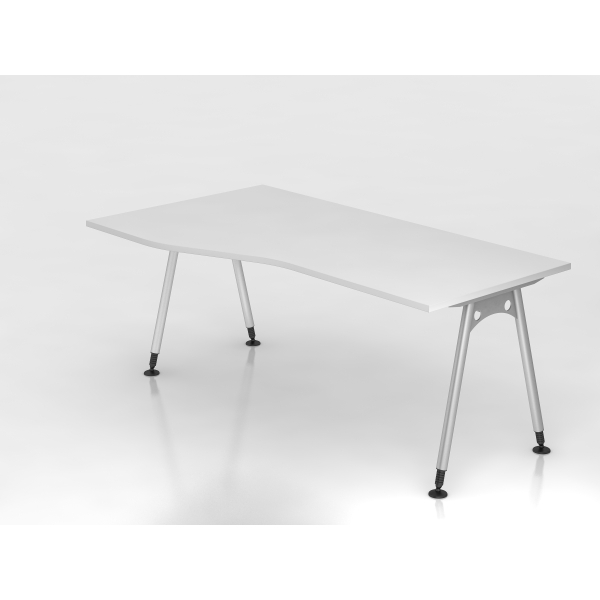 4032062134832 - Schreibtisch VAS manuell höhenverstellbar 76cm (H) 180x100cm (BxT) Weiß   silber 4032062134832 Hammerbacher