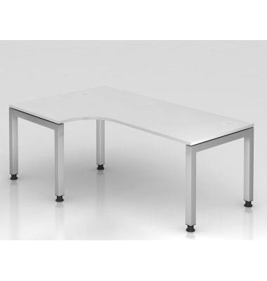 Schreibtisch VJS, manuell h&ouml;henverstellbar, 76cm (H), 200x120cm (BxT), wei&szlig; / silber